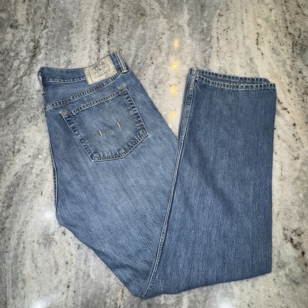 Polo Ralph Lauren Y2K Straight Leg Jeans Sz 36 X 31 Mid Wash Faded Classic 867